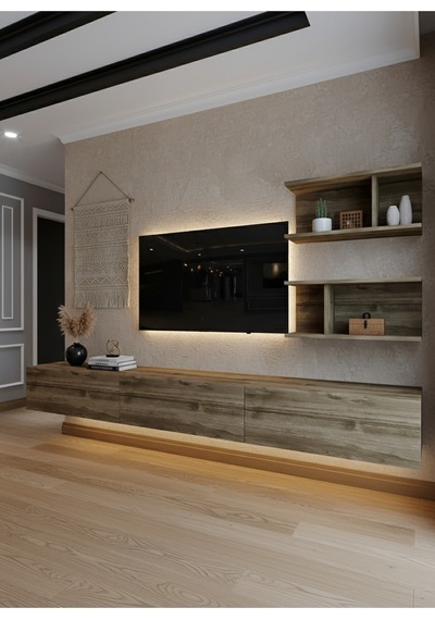 Resital Ledli Duvara Monte Tv Sehpası - Ceviz - W6012-2 Ceviz