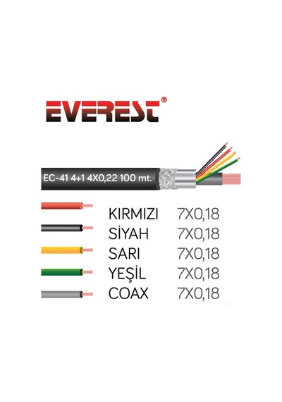 Everest Ec-41 4 1 Folyolu 100M Lüks Cctv Kablo