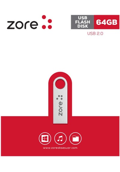 Zore Metal USB Flash Disk 64GB-Gümüş Gümüş