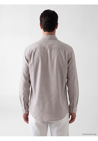 Lcwaıkıkı Classic Mürdüm Regular Fit Çizgili Gabardin Erkek Gömlek