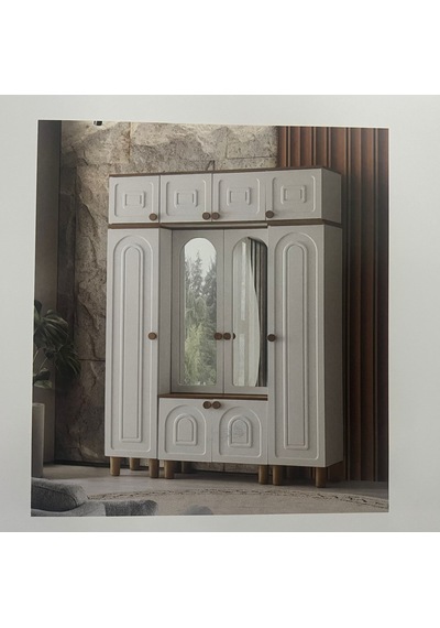 Beril Mdf Portmanto Krem - Meşe