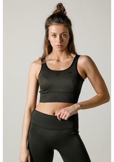 Maraton Active Slimfit Kadın Bisiklet Yaka Kolsuz Spor Haki Bra 813055-Haki