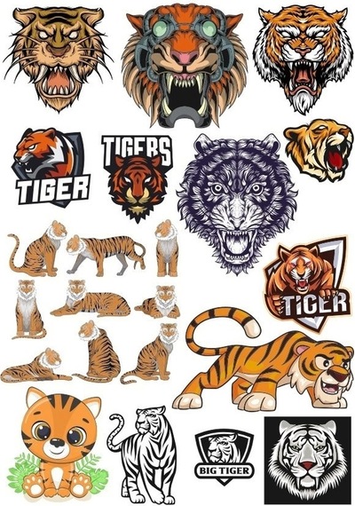Kaplan Tiger Sticker Set-16 16 Parça Telefon, Tablet, Defter, Laptop Sticker