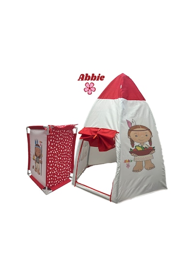 Abbie Resimli Kızılderili Sepetli Oyun Çadırı Bzi Kırmızı