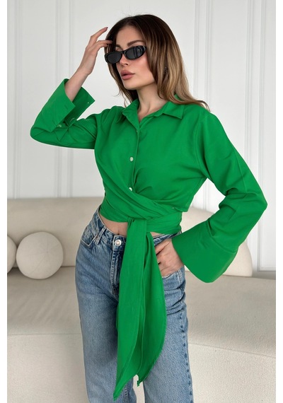 Bbbutikbasic Bağlamalı Poplin Gömlek Bb0250 Yeşil