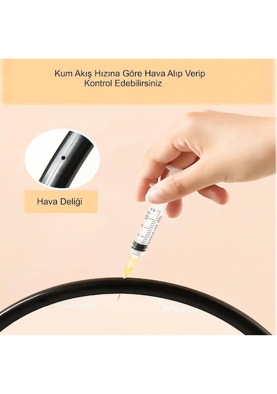 Hareketli 3d Kum Saati 30cm Büyük Boy Mavi Yuvarlak 12inch Cam Dekoratif Sanatsal Rahatlatıcı