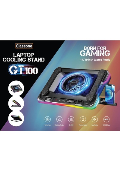 Classone Gt100 Gaming Laptop Sogutucu 2200rpm, Rgb Işıklı, Led Display Notebook Soğutucu Stand