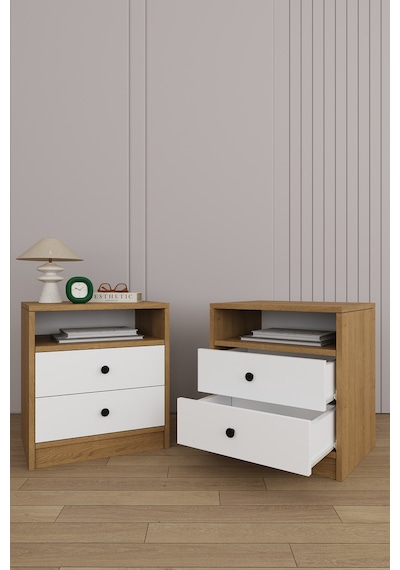 Yatak Odası Takımı 5 Parça %100 Mdf Gardırop Şifonyer Makyaj Masası Komodin Ytk02 Beyaz - Karına