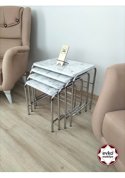 Evko Mobilya Buket Sehpa, 4'lü Zigon Sehpa, Servis Sehpası, Iç Içe Geçen Sehpa , Ahşap Sehpa, Dikdörtgen Sehpa