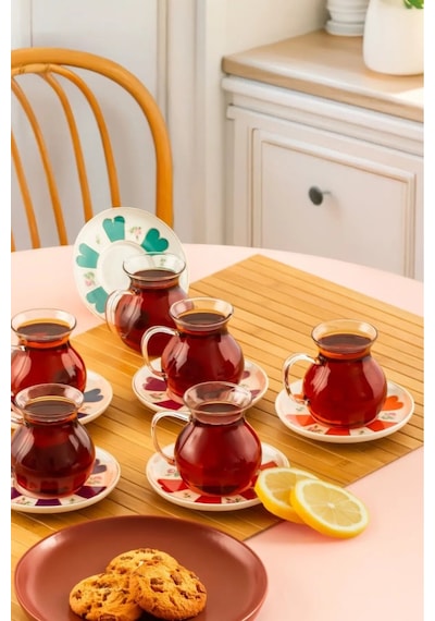 Perotti 17901 Beyoğlu 12 Parça 6 Kişilik Çay Seti Çay Takımı Renkli