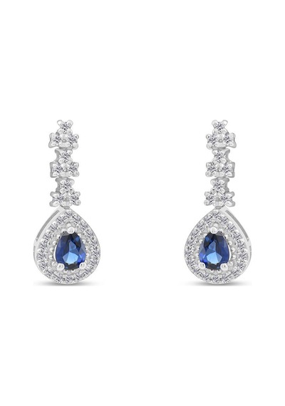 0.60 Karat Laboratuvar Pırlanta Safir Küpe - Hrd Sertifikalı