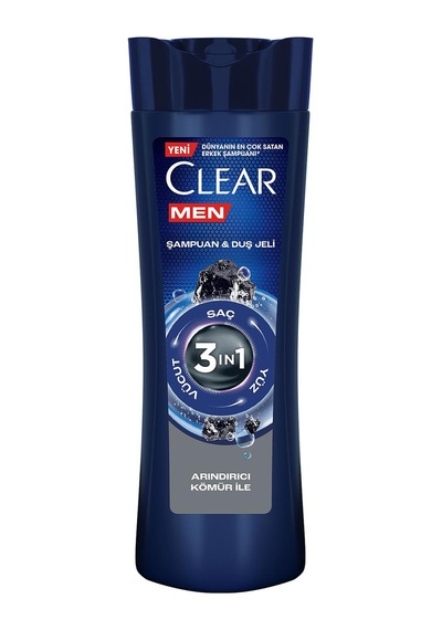 Clear Men 3 İn 1 Şampuan & Duş Jeli Arındırıcı Kömür Saç Yüz Vücu