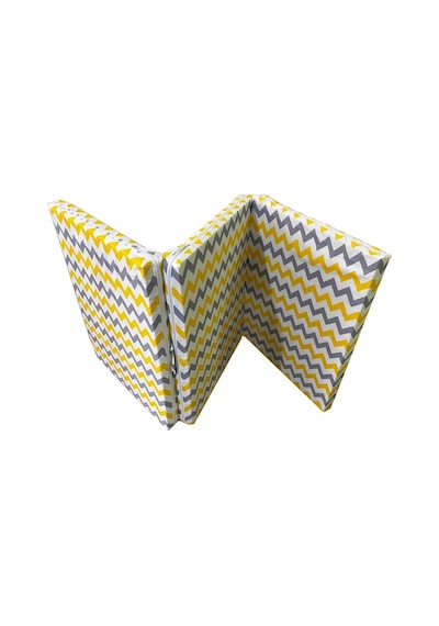 Katlanır Yer Yatağı Ve Tek Kişilik Sünger Katlanır Minder Yatak 70x180 Cm 6 Cm-sarı Gri Zikzak