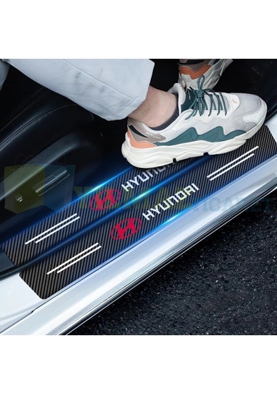 Hyundai Logo Karbon Kapı Eşiği Oto Sticker Etiket 4 Parça