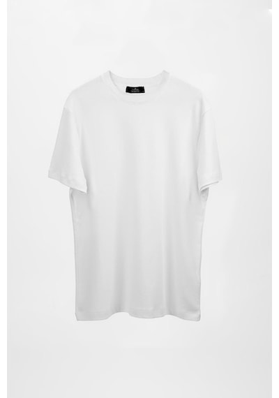 Tudors Unisex Relax Fit Rahat Kesim Yumuşak Dokulu Basic Bisiklet Yaka Beyaz Tişört-30846-Beyaz