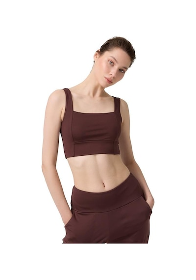 Cottonhill Kahverengi Kare Yaka Crop Top Büstiyer Kahverengi