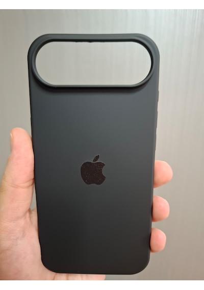 Apple Uyumlu iPhone 17 Air Logolu İçi Kadife Silikon Lansman Kılıf Siyah