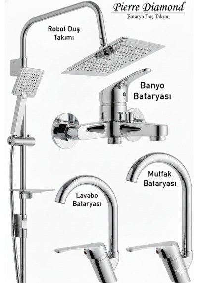 0-05 Mutfak Banyo Lavabo Bataryası Robot Duş Takımı Musluk Armatür Siyah Krom Gold Beyaz Krom