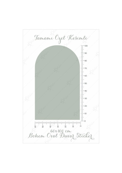 MSticker Bohem Tarzı Oval Açık Gri Duvar Dekorasyon Sticker 60x100 Cm