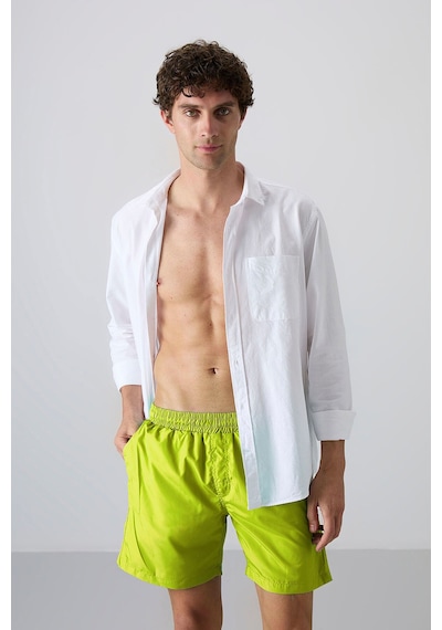 Tommylife Neon Sarı Hızlı Kuruyan Standart Fit Erkek Deniz Şortu - 81237
