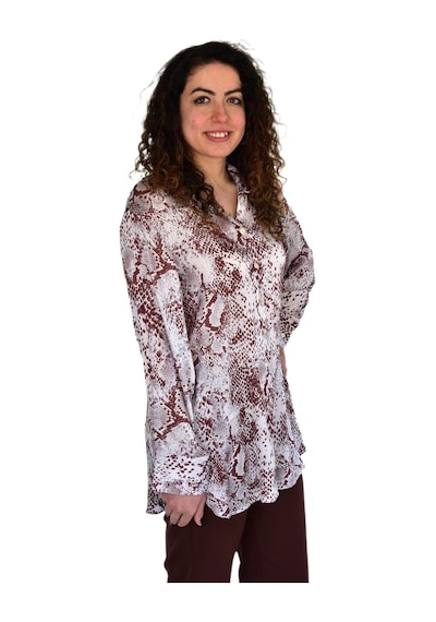 Kadın Leopar Desen Şifon Gömlek Bgl-st04235 Kahve
