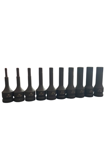 10 Parça 1/2'' Havalı M Tipi Fare Diş Lokma Seti M5-m6-m8-m9-m10-m12-m14-m16-m17-m18