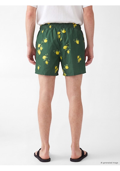 Lcw Swımwear Yeşil Kısa Limon Desenli Erkek Deniz Şortu
