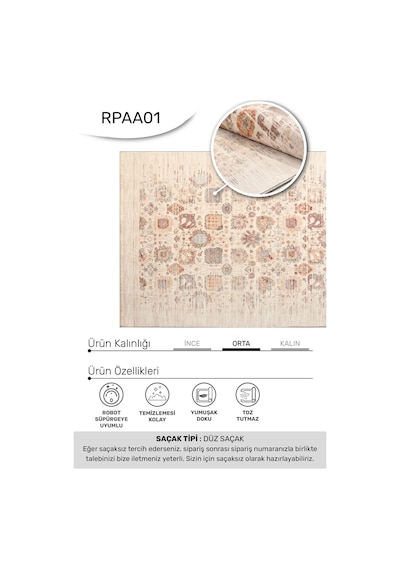 Sedir Degrade Desenli Modern Salon Oturma Odası Halısı Robot Süpürge Uyumlu Kolay Temizlenebilir Polyester Dokuma Krem / Renkli
