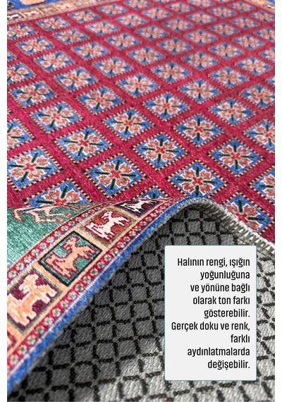 Dekoratif Halı Kaymaz Taban Leke Tutmaz Yıkanabilir Kilim Özel Ölçü Salon Halısı 3023-01 Çok Renkli
