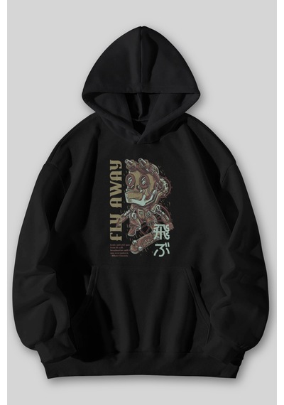 Harmandar Fly Away Baskılı Unisex Siyah Gri Kanguru Cepli Kapüşonlu Sweatshirt Hoodie SiYAH Harmandar Fly Away Baskılı Unisex Siyah Gri Kanguru Cepli Kapüşonlu Sweatshirt Hoodie SiYAH