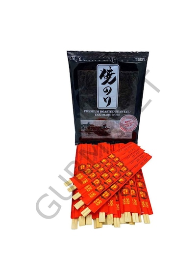Seafood Sushi Yosunu Yaki Sushi Nori Gold Premium 10 Yaprak + Chopstick 25 Çift