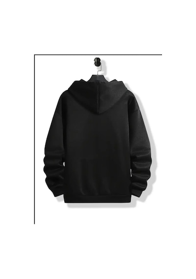 Medinenur Paris Dikey Kapüşonlu Cepli Sweatshirt Siyah