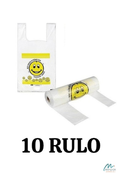 Gülenyüz Baskılı Rulo Poşet Küçük Boy 10 Rulo Hışır Atlet Poşet Market Manav Poşeti