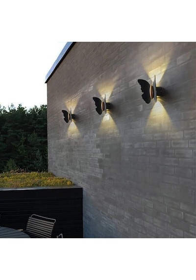 3 Adet Elektrikle Çalışır, 6 Watt Gün Işığı Ledli Kelebek Duvar Aplik İç Ve Dış Mekan Ip65 Aplik Gün Işığı - Sarı