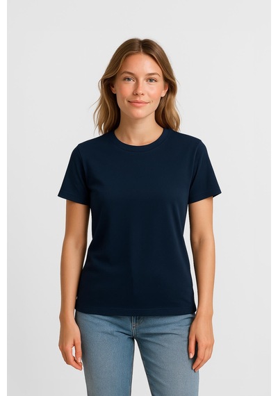Markapia Woman Kadın %100 Pamuk Basic T-shirt Lacivert