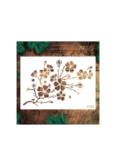 Kk Swords Stencil Tasarım F093 Şakura Desen - Dekoratif Duvar Ve Eşya Boyama Şablonları 21x30 Cm