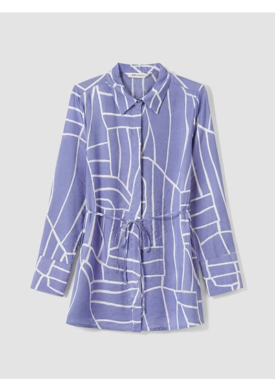 Lcw Everyday Mor Beli Kuşaklı Desenli Kadın Gömlek Tunik