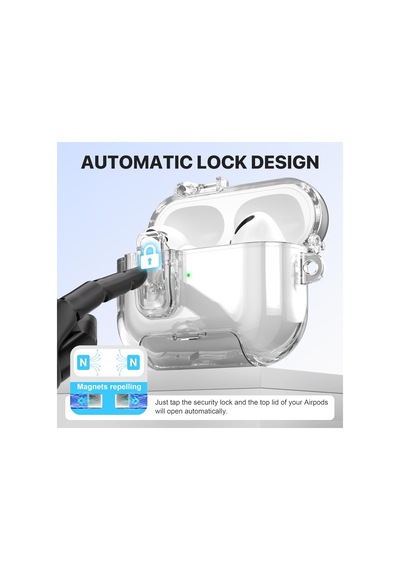 Apple Uyumlu AirPods Pro 3. Nesil İle Kılıf Standlı Kilitli Tpu Premium Matte Trip Case Şeffaf