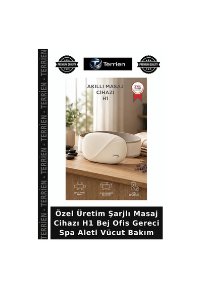 Özel Üretim Şarjlı Masaj Cihazı H1 Bej Ofis Gereci Spa Aleti Vücut Bakım