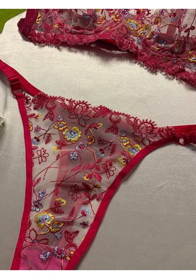 Mini Çiçekli Sütyen Takım Pembe