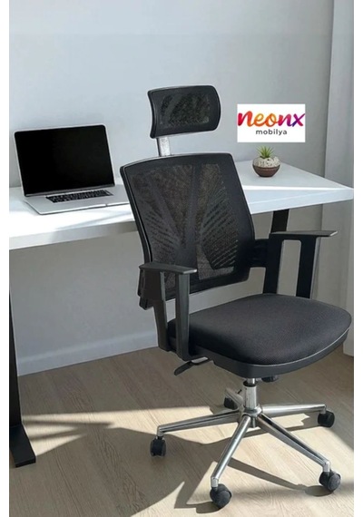 Neonx Relax Pro Çalışma Koltuğu Başlıklı Ofis Yönetici Koltuğu Toplantı Koltuğu Siyah