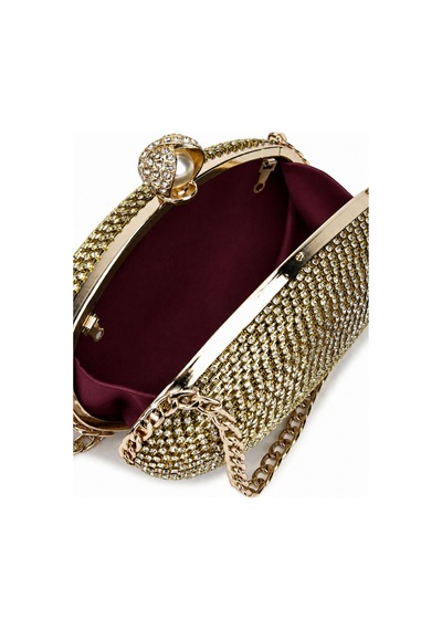 Aylesh Aurelia Gold Taşlı Zincir Askılı Abiye Clutch Çanta Altın Altın