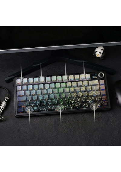 Aula F75 Max Mekanik Rgb Tkl Reaper Switch Kablosuz Makrolu Hot Swap Klavye Desenli Siyah