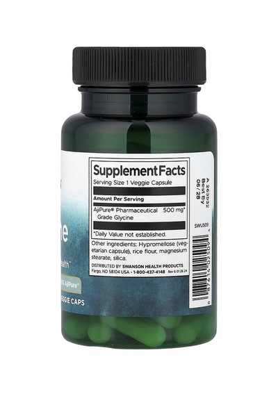 Swanson Vitamins, Glycine, 500 Mg, 60 Veggie Caps