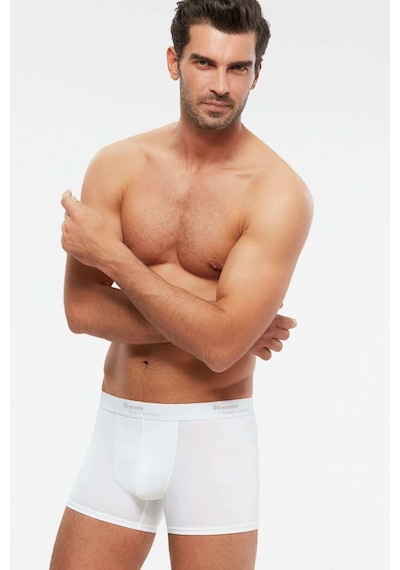 Kom Erkek Penye Likra Compact Tight Short Boxer 4 Lü Beyaz