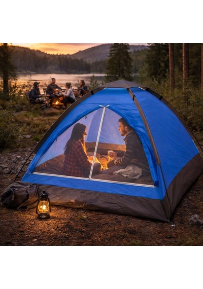 3 Kişilik Manuel Kamp Çadırı Düz Kapılı Outdoor Aile, Doğa, Piknik Ve Kamp Çadırı 200x150x110 Cm Çok Renkli
