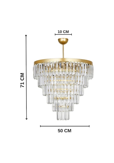 Nilsa Gold 50x50 Cm'lik Kristal Taşlı Lüks Avize - Yatak Odası - Salon - Mutfak - Hol Altın