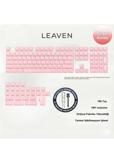 Mekanik Klavye Keycap -136 Tuşlu Dalgalı Pembe Tuş Takımı Mekanik Klavye Keycap -136 Tuşlu Dalgalı Pembe Tuş Takımı