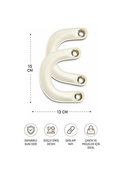 Vollen Yarn Suni Deri Çanta Sapı 15x13 Cm 1 Çift 2 Adet Dikişli Çanta Kulpu Metal Kuşgözlü Çanta Aksesuarı 3