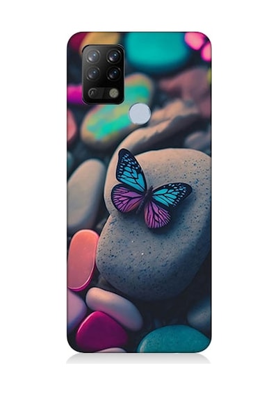 Tecno Pova Uyumlu Kelebek Ve Renkli Taşlar Desenli Silikon Kılıf